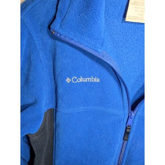 Columbia Boys Fleece Full Zip Jacket Youth 18/20 Pockets Blue Navy Color block - Picture 3 of 6